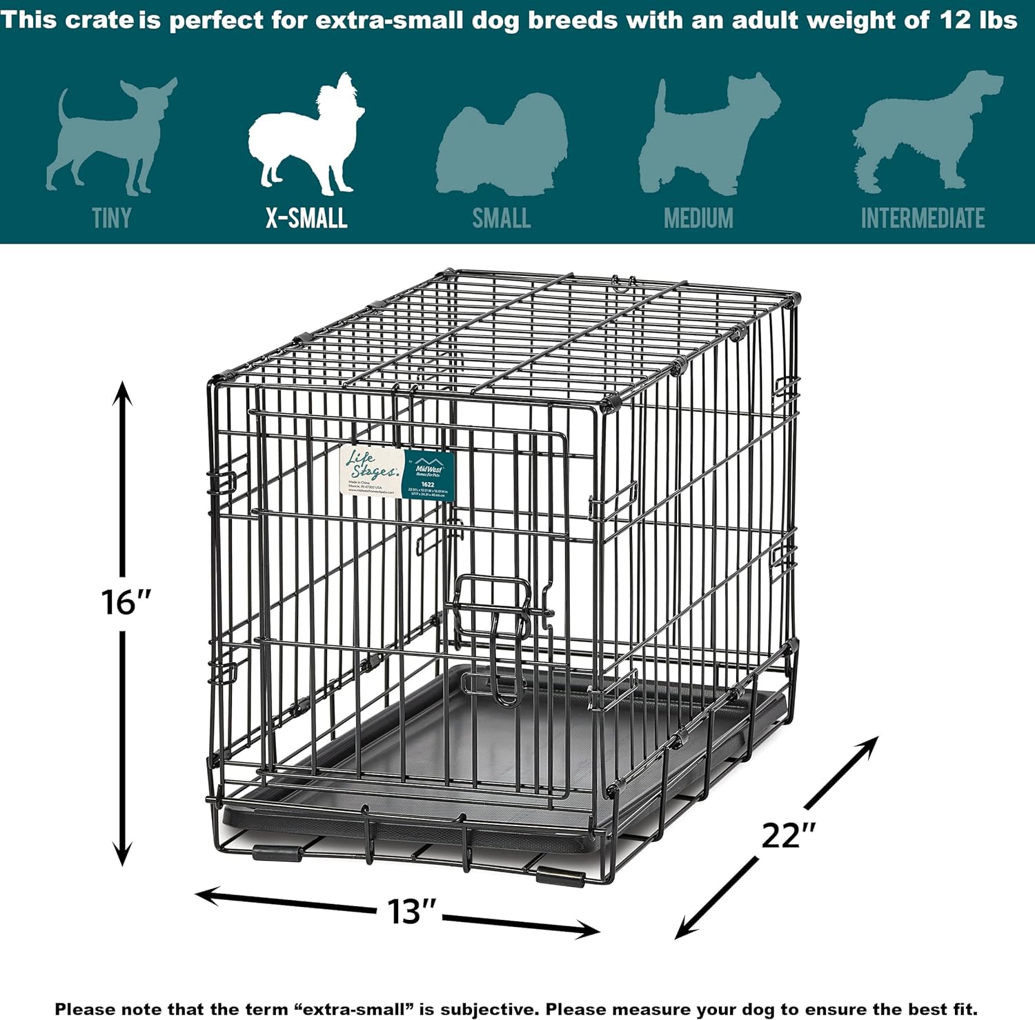 MidWest Homes for Pets Dog Crate Life Stages 36 Double Door Folding Metal Dog Crate | Divider Panel, Floor Protecting Feet, Leak-Proof Dog Pan | 35.63 in x 24.45 in x 21.93 in ,Intermediate Dog Breed